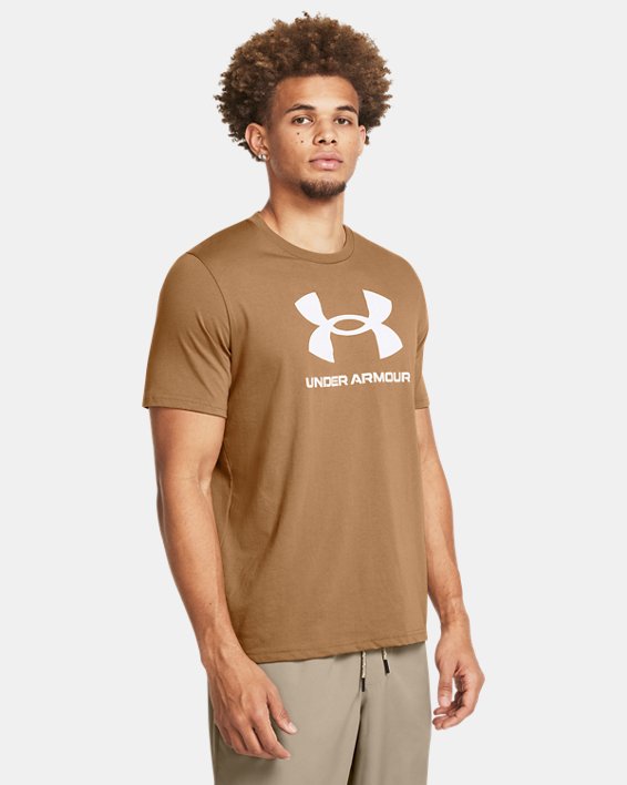 Men's UA Sportstyle Logo Short Sleeve in Brown image number 0